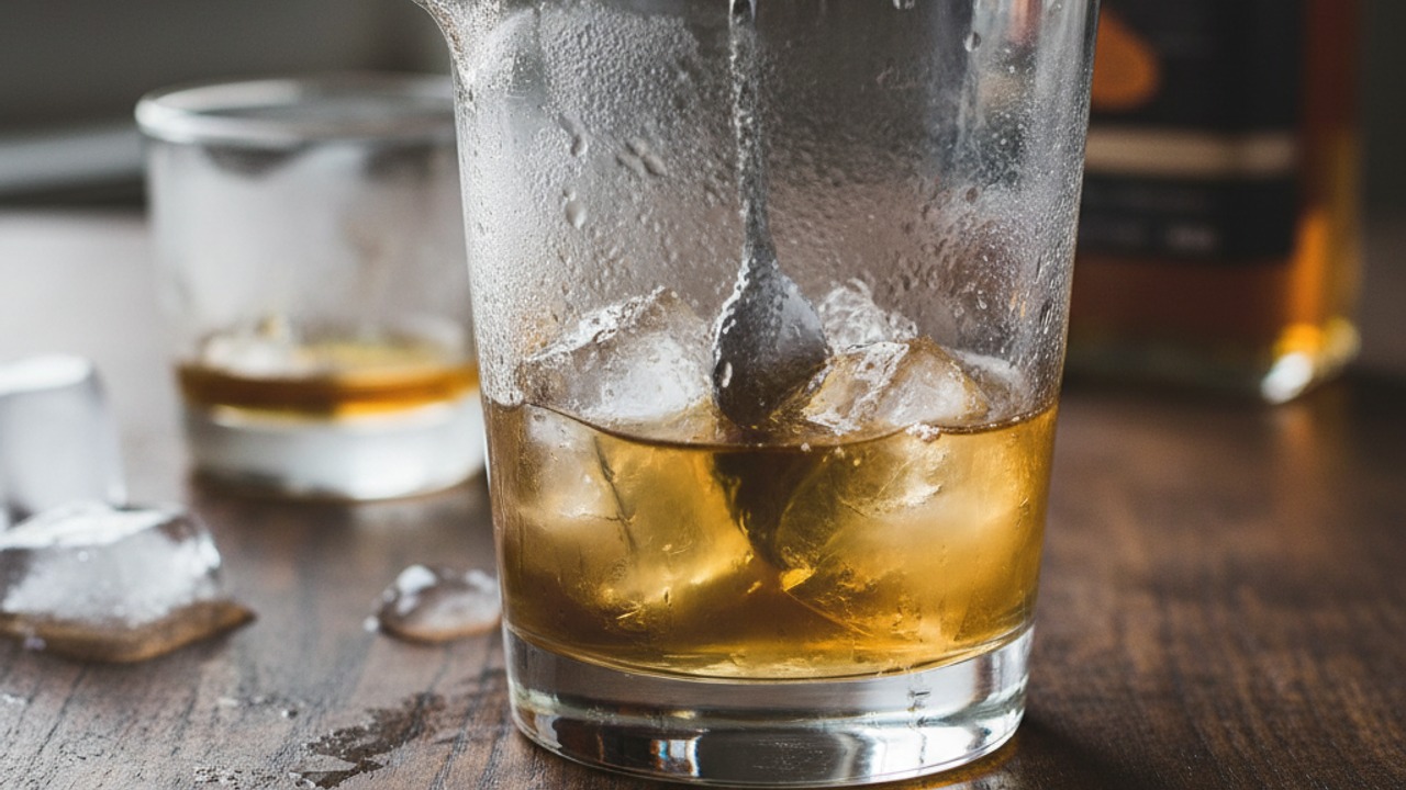 Combine whiskey and chill by stirring
