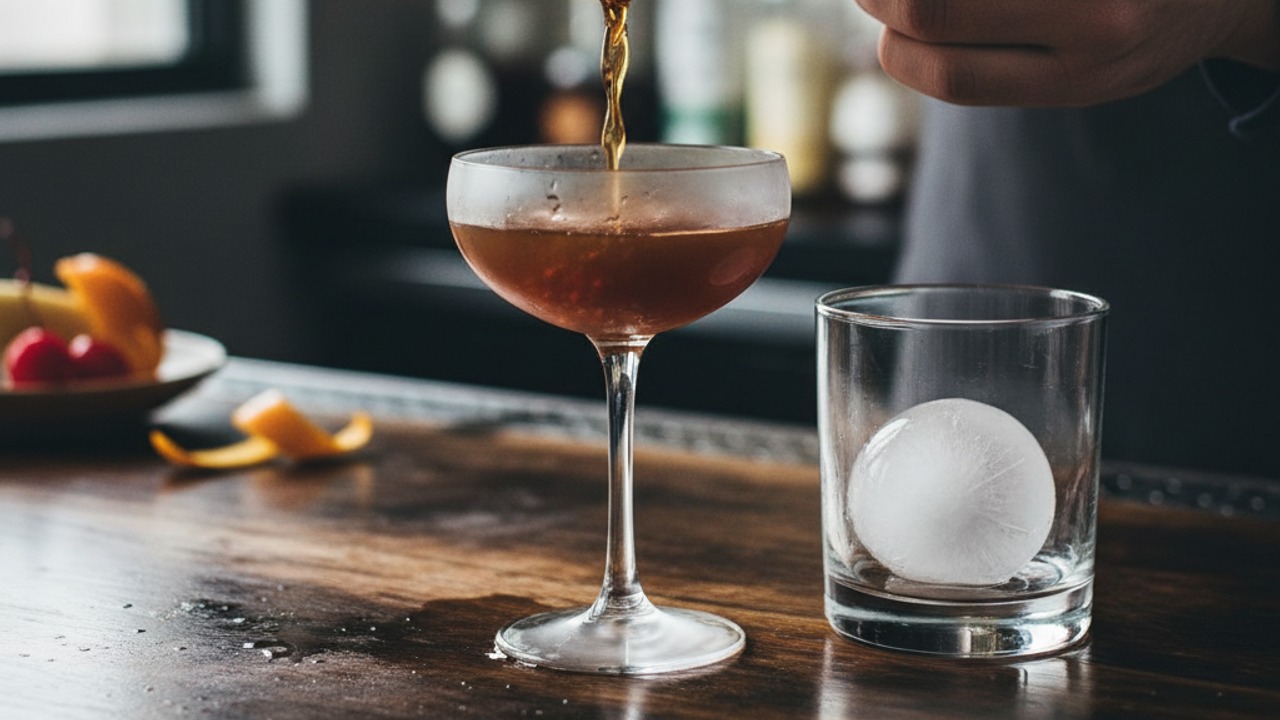 Strain into chilled glass