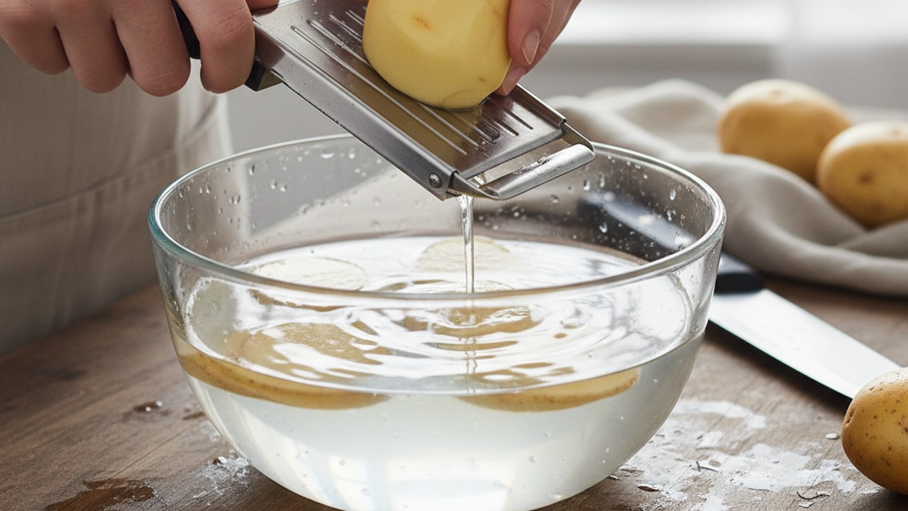 Slice and rinse the potatoes