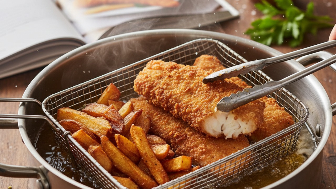 Cook fish and finish chips (high temp)