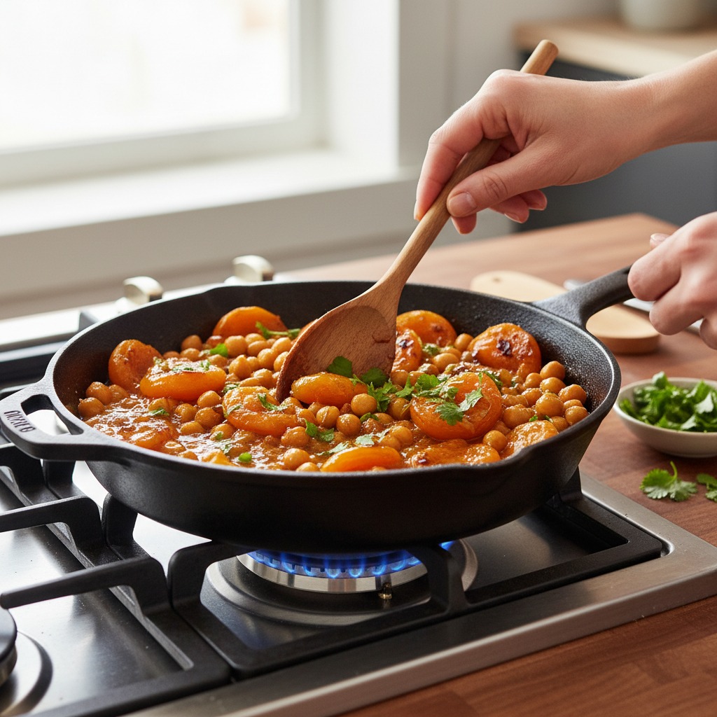 Finish the apricot‑chickpea tagine