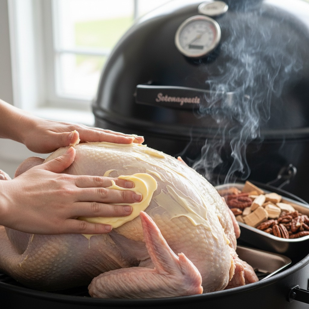 Prep the bird and smoker
