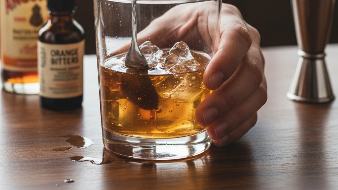 Build and stir the cocktail