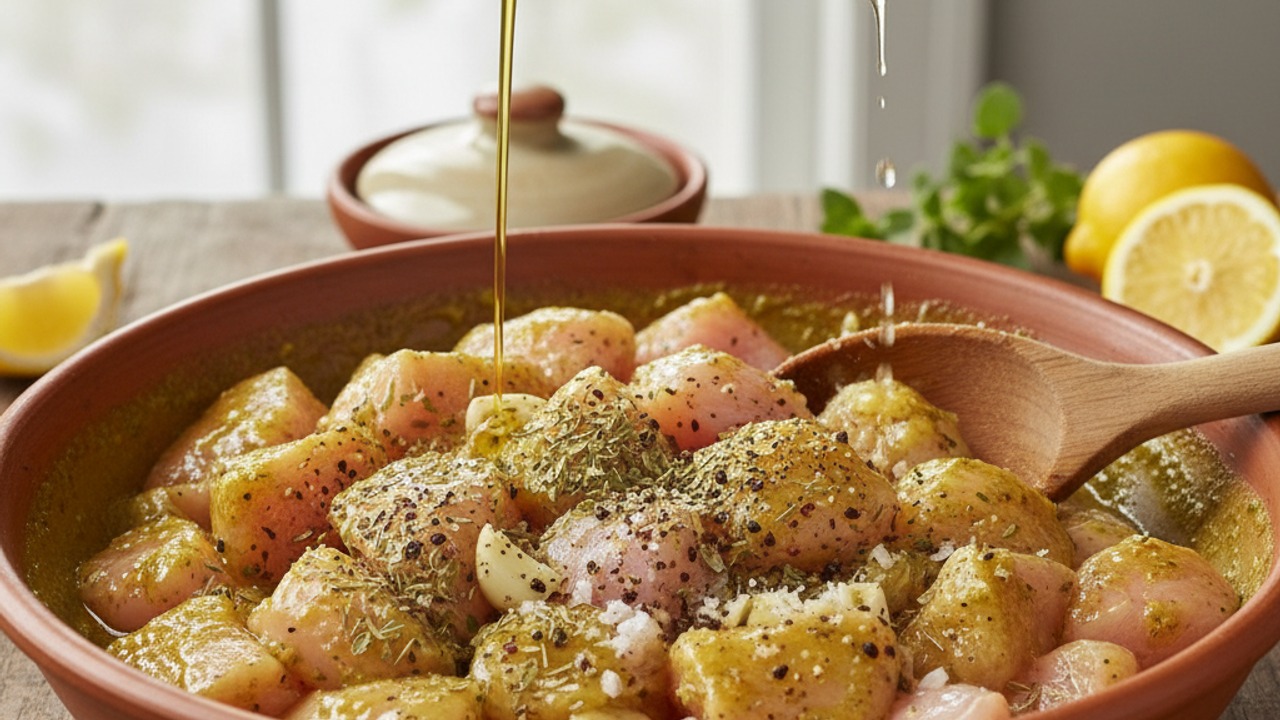 Make the marinade and marinate the chicken