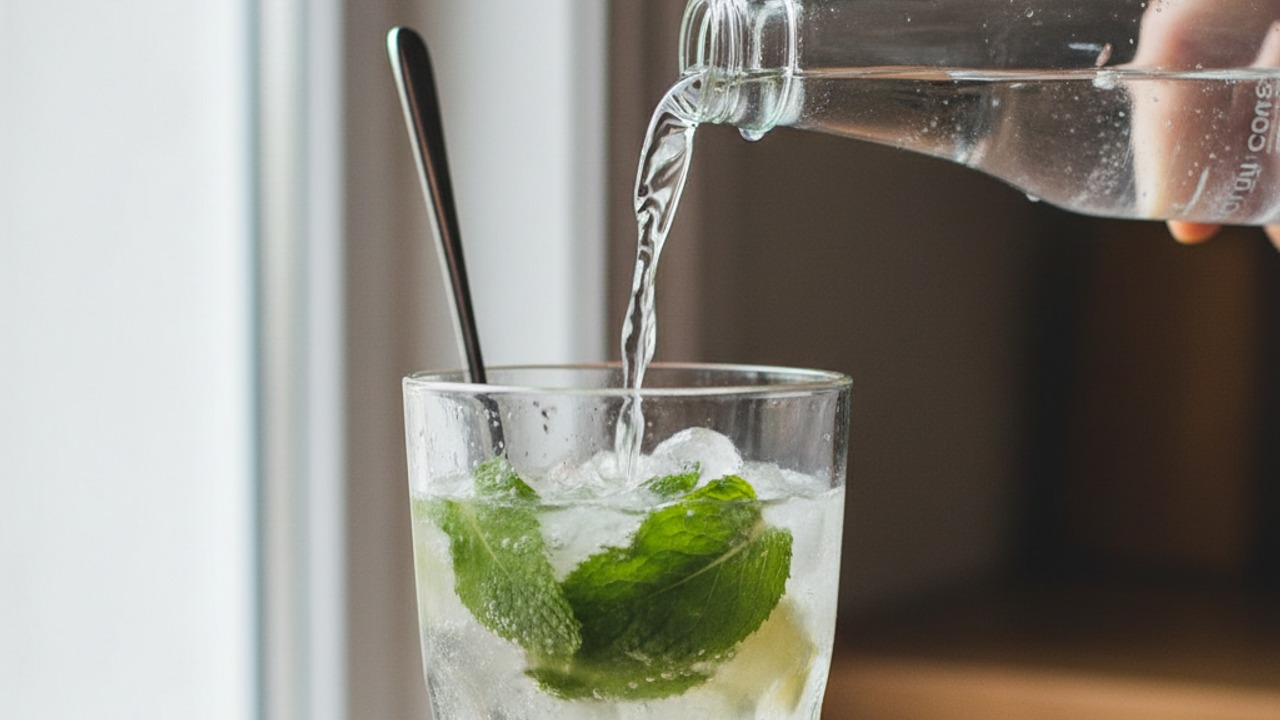Top with club soda and stir