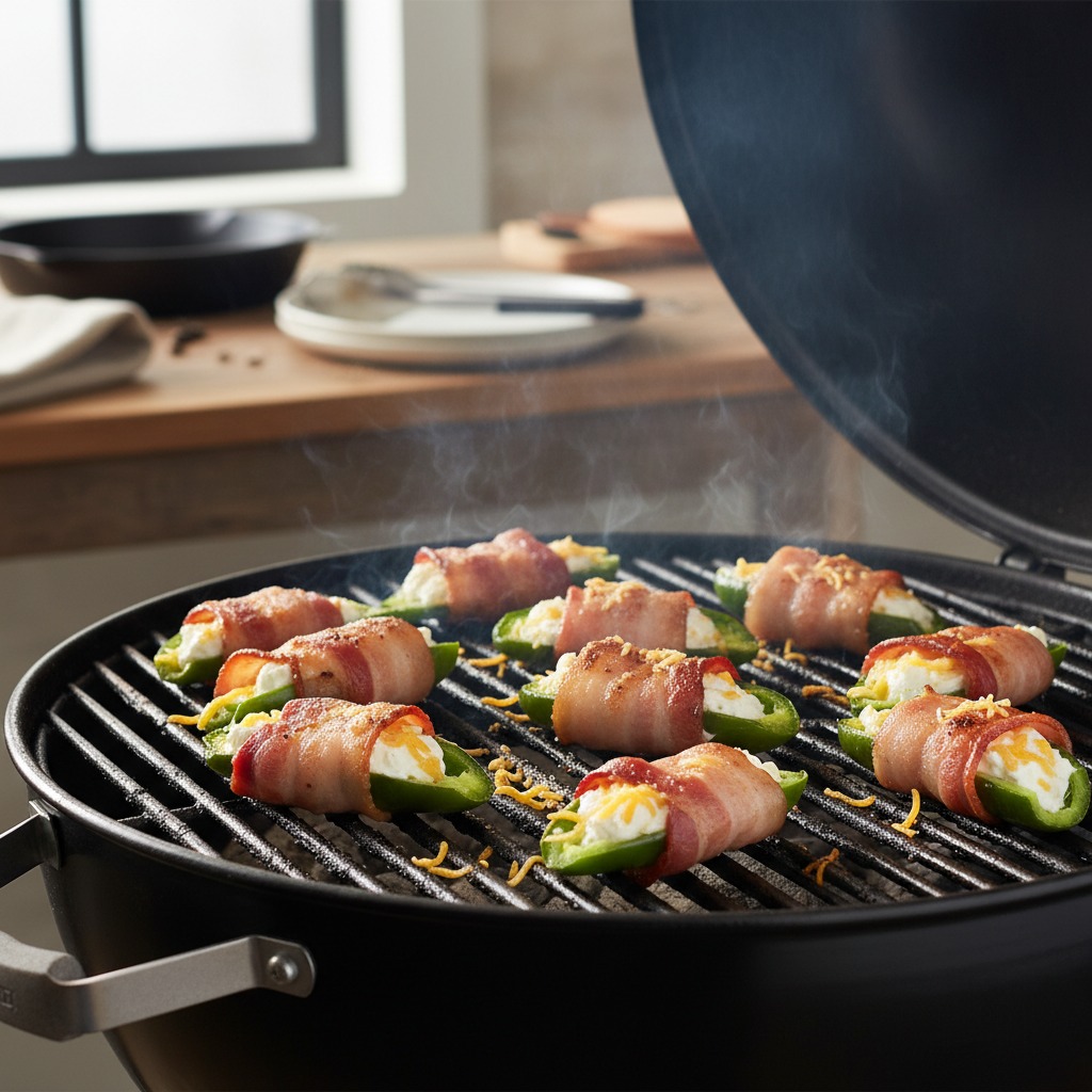 Grill until bacon is crisp and cheese is hot