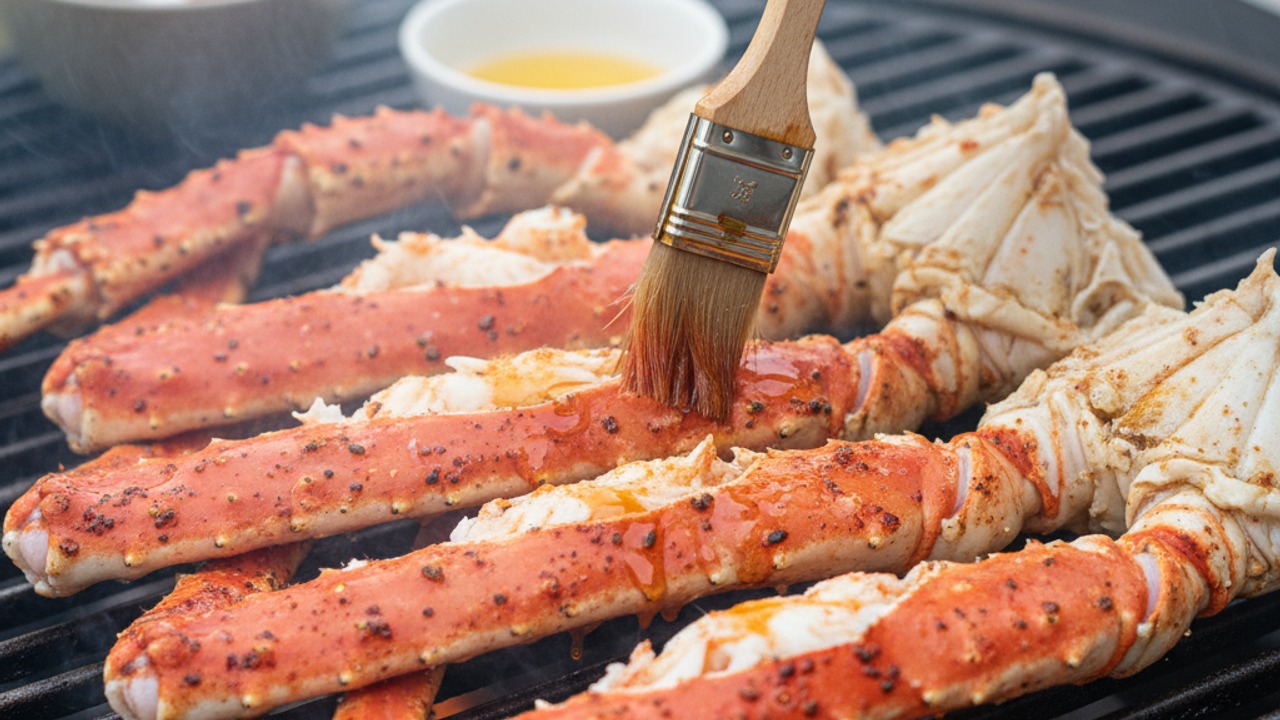 Grill the crab legs with the chile-lime rub