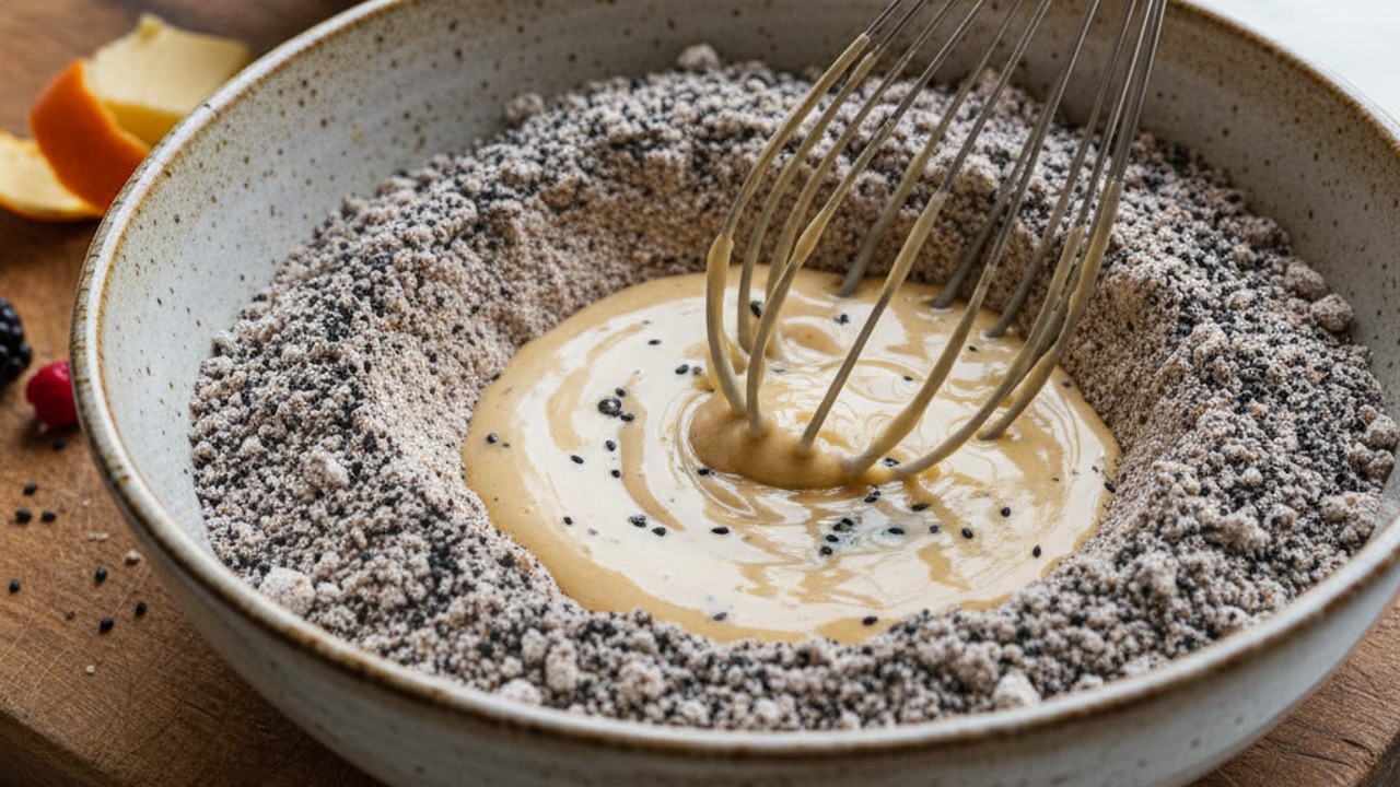 Mix wet ingredients and form batter