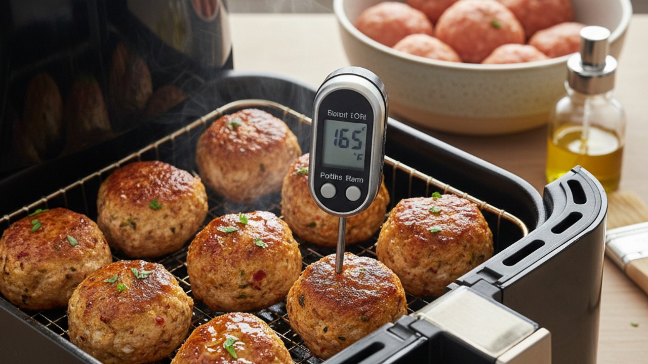 Air fry the meatballs