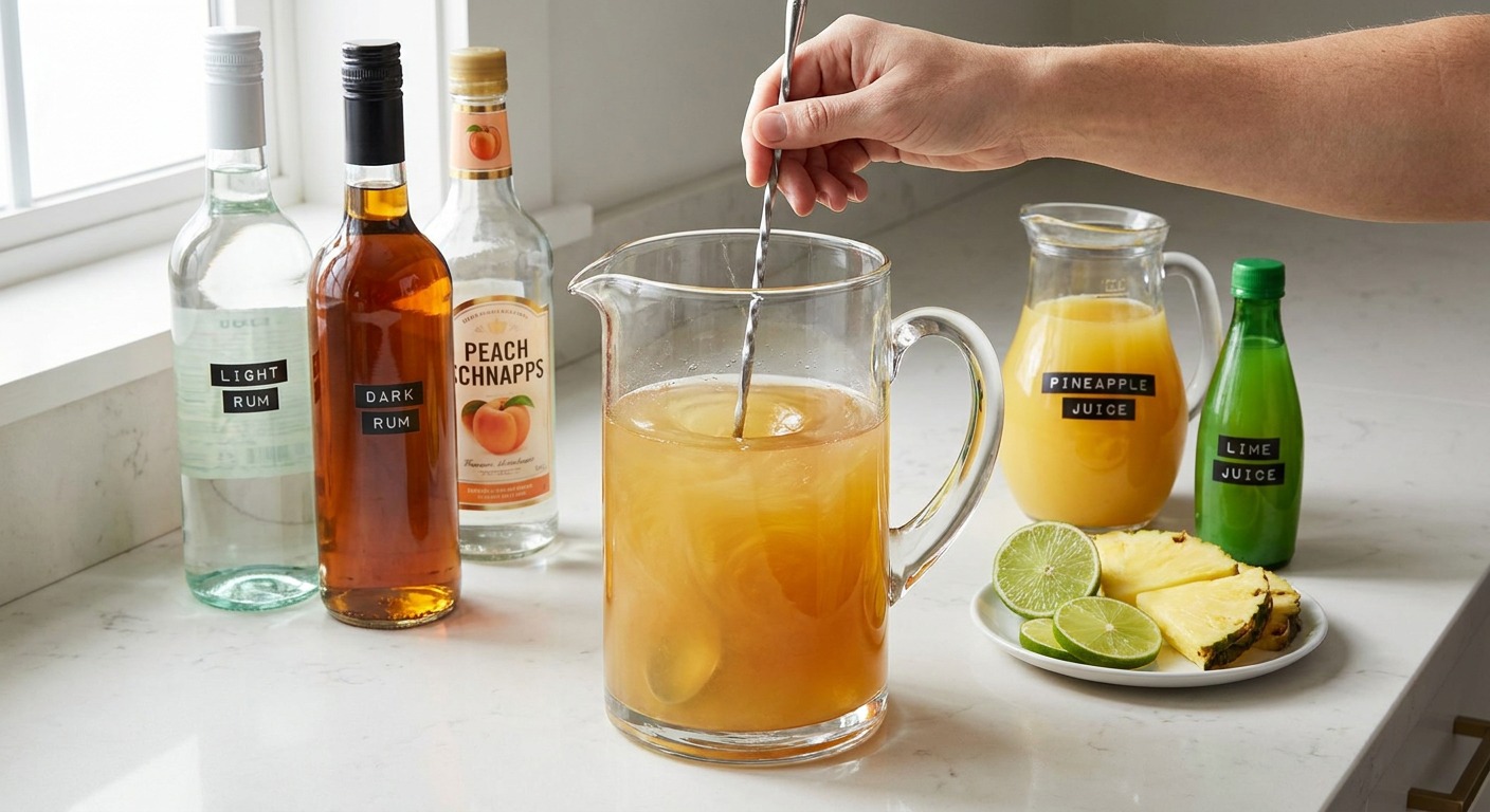 Mix the rum-and-peach base