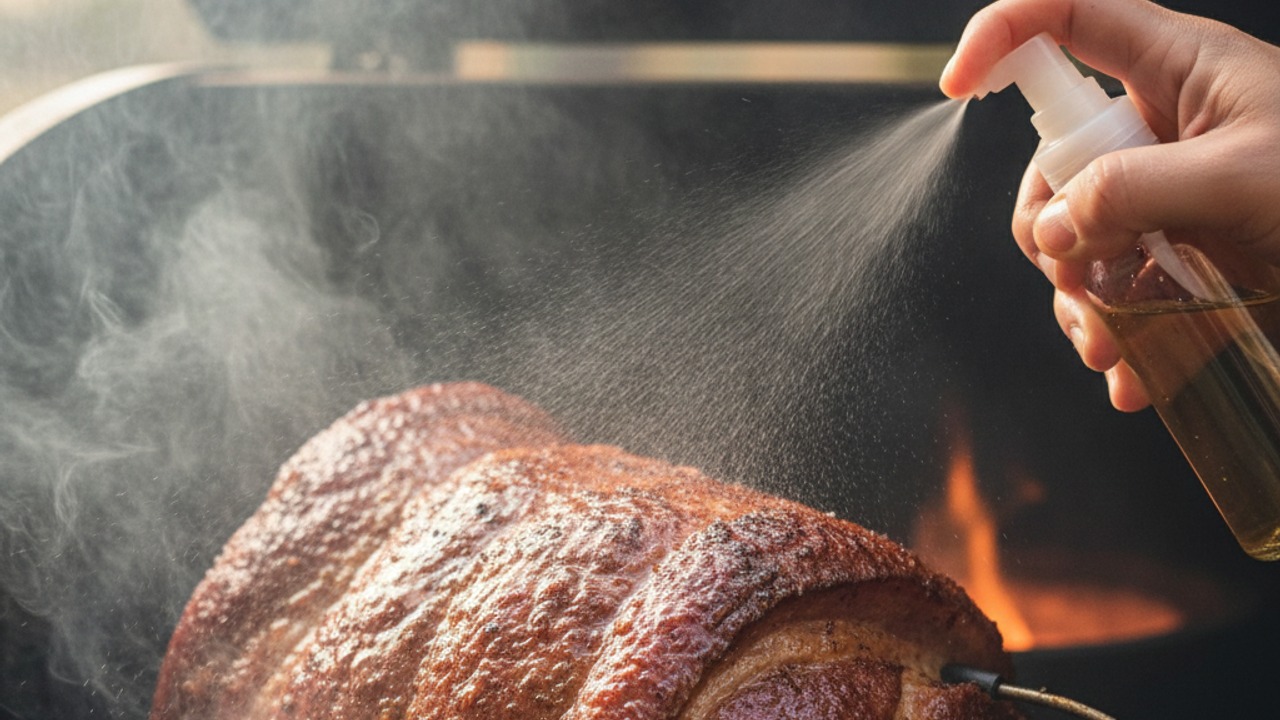 Smoke low-and-slow and spritz