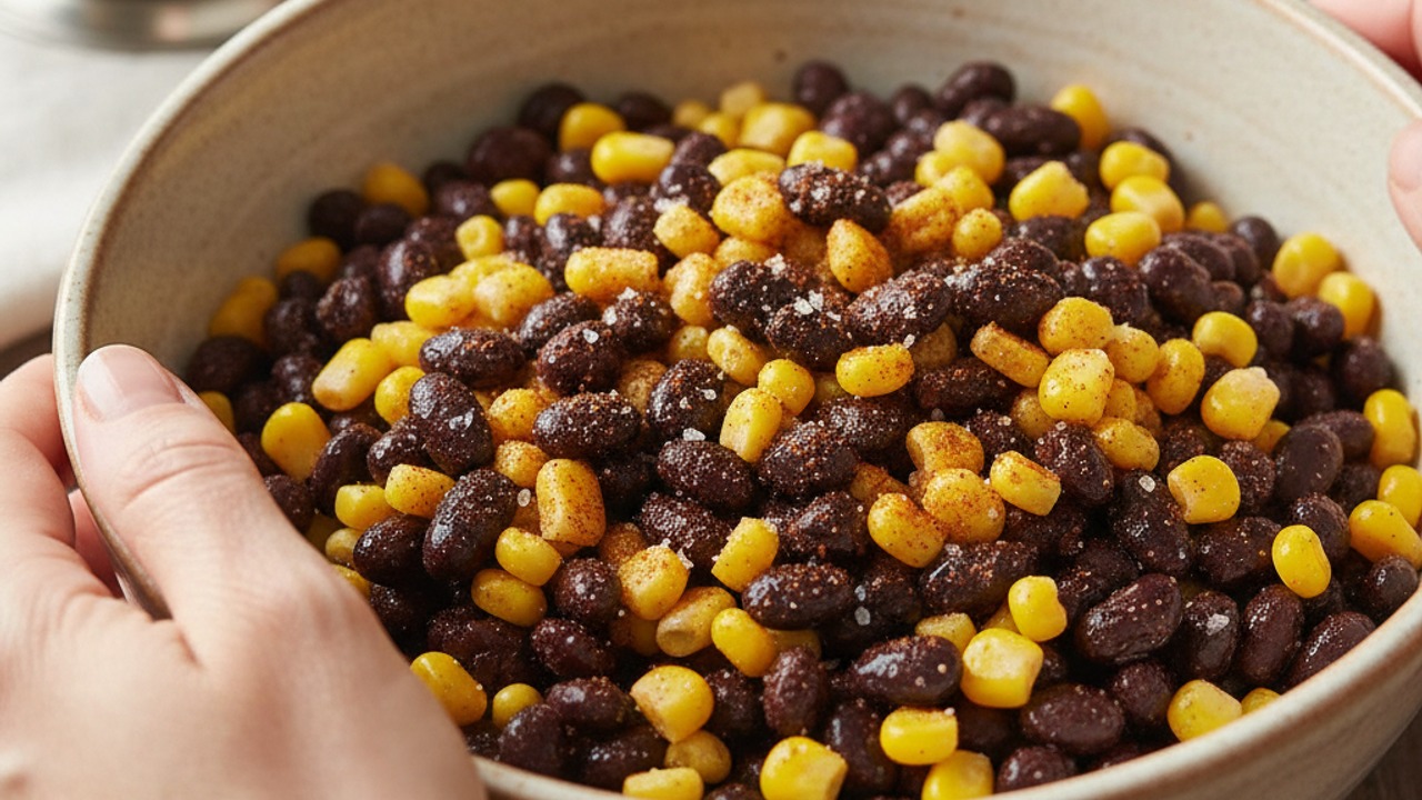 Prepare the bean and corn filling