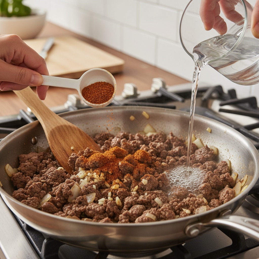Make the seasoned beef filling