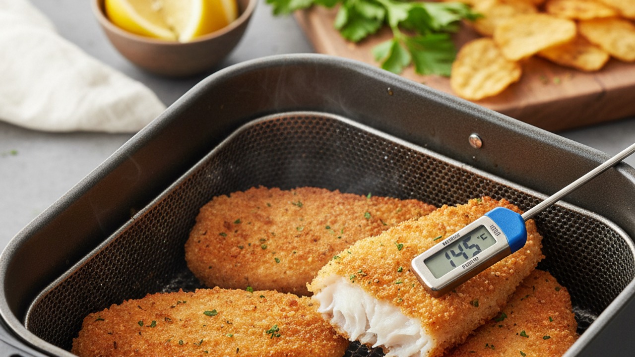 Air-fry the fish to golden perfection