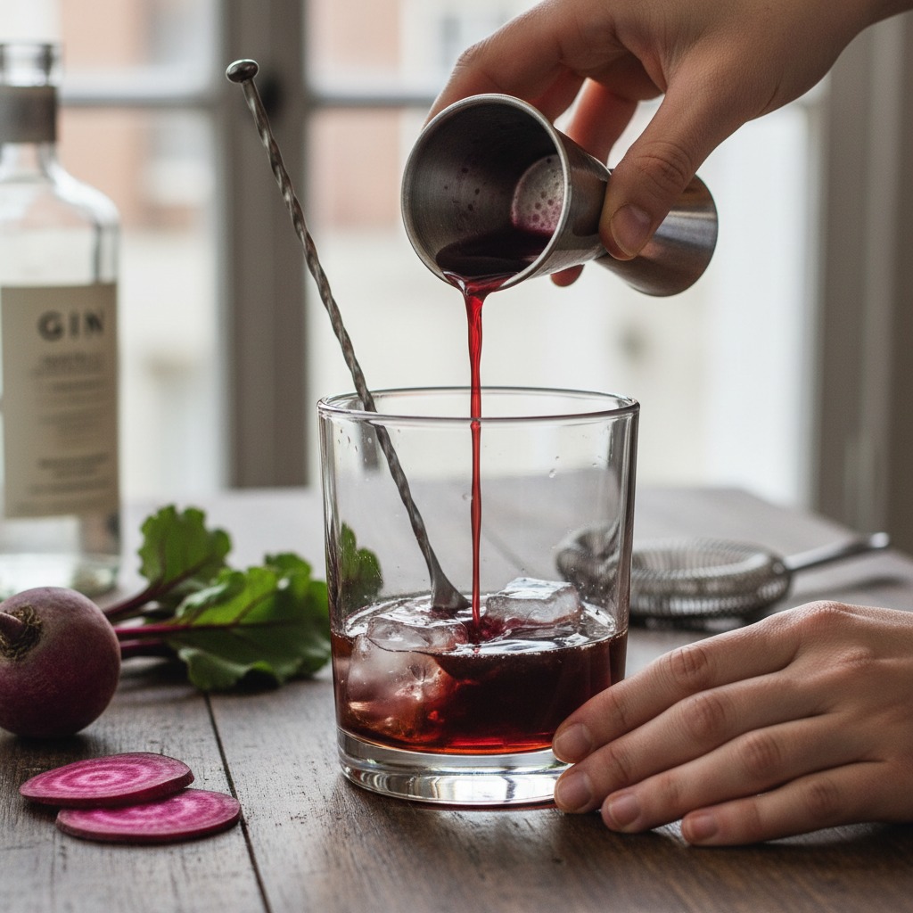 Combine spirits and shrub
