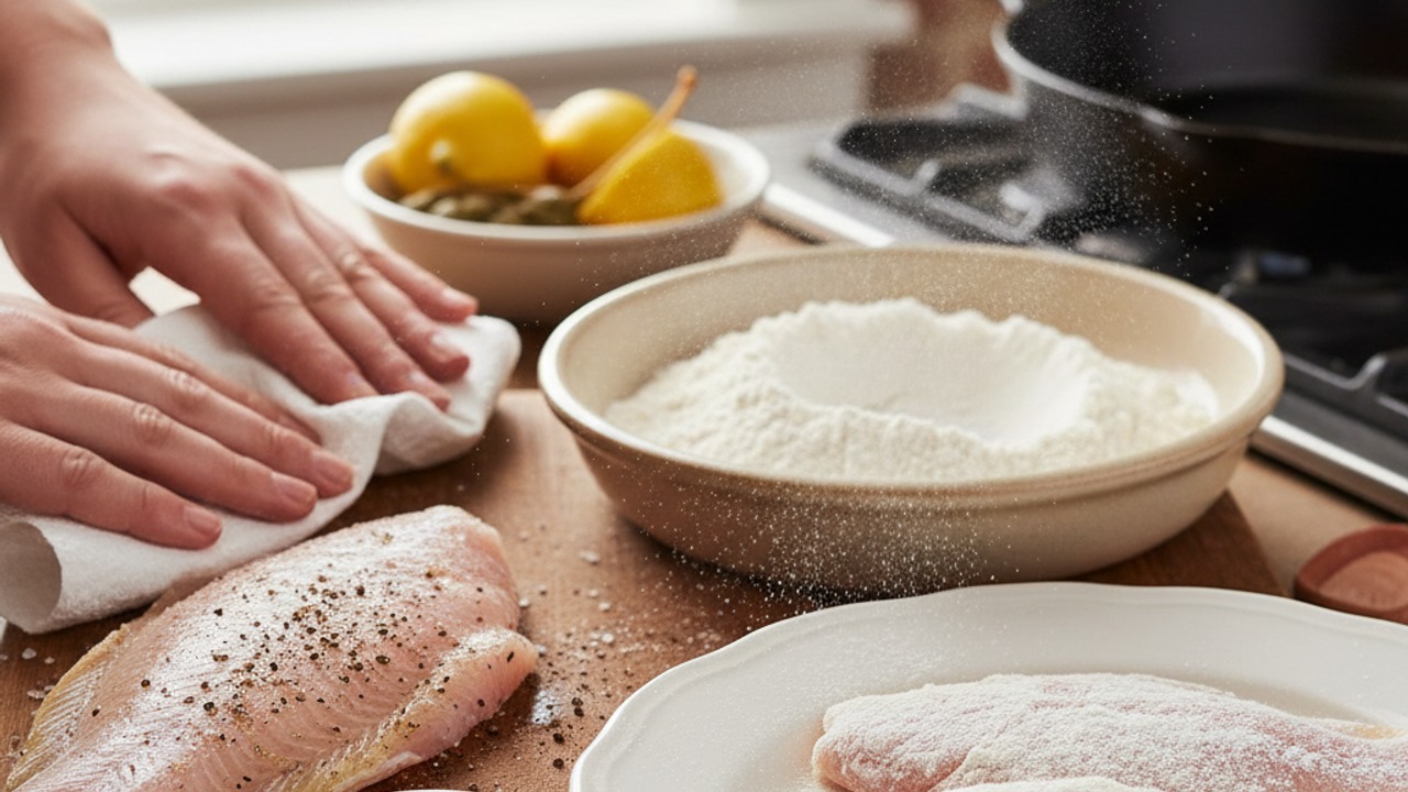 Season and dredge the fillets