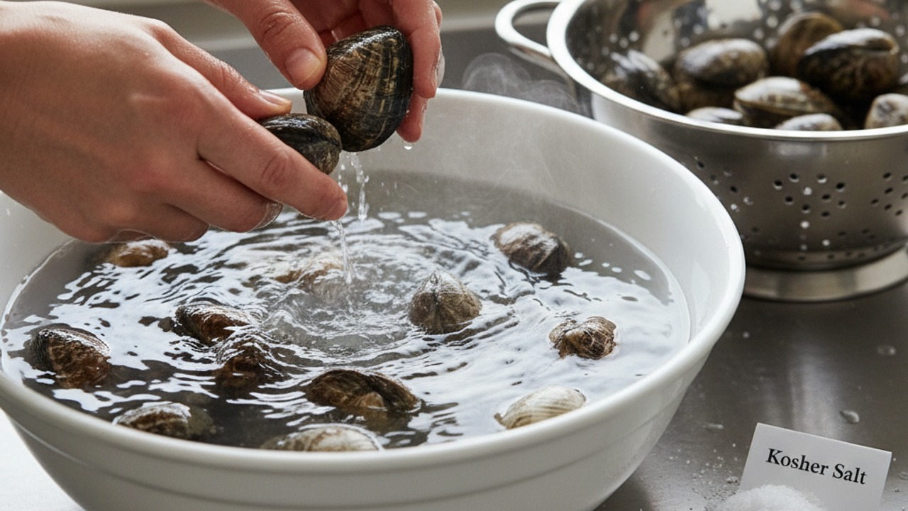 Purge and clean the clams