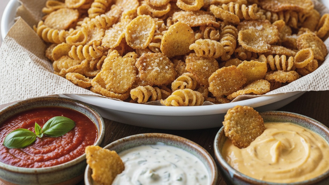 Finish and serve with dips