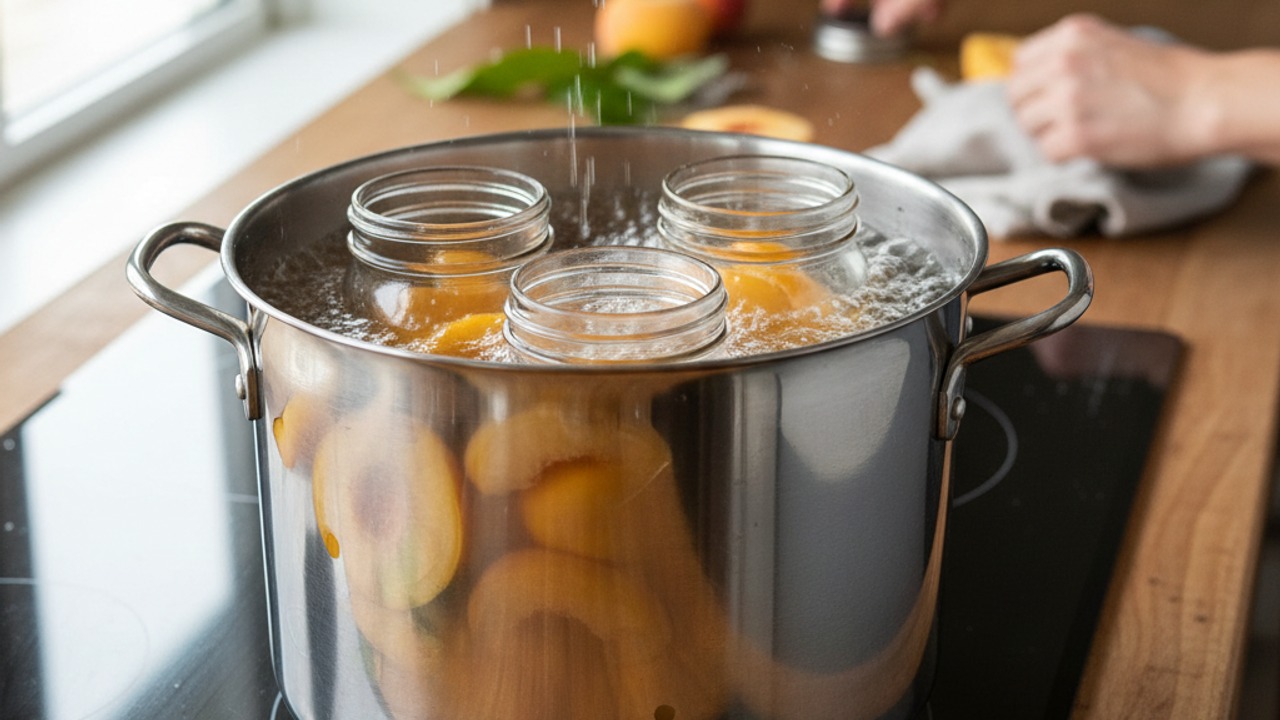 Process jars in a boiling water bath