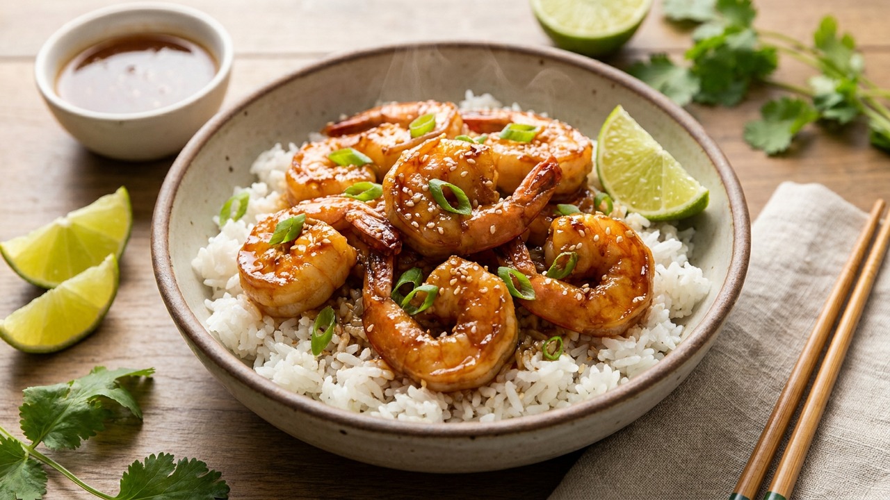 Honey Garlic Shrimp Rice Bowl (15-Minute Stovetop Dinner)