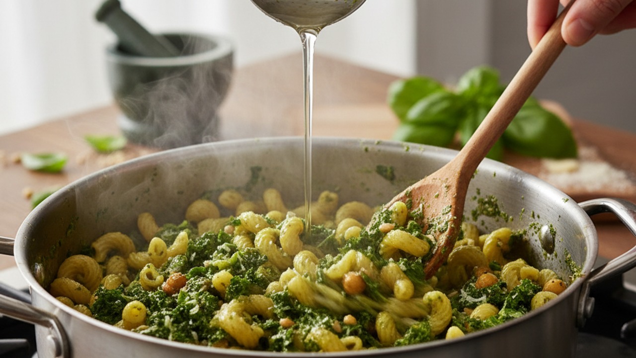 Combine pasta and pesto