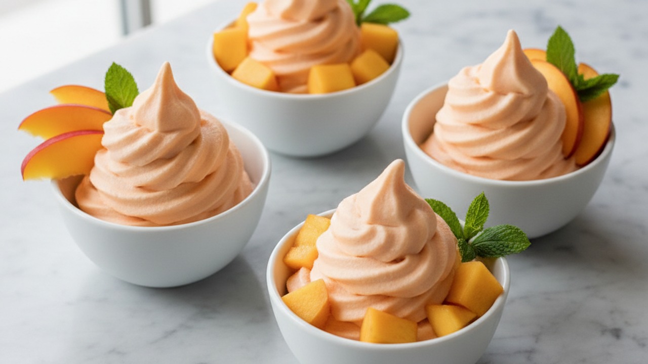 Peach Soft Serve Ice Cream In Ninja Slushy Maker