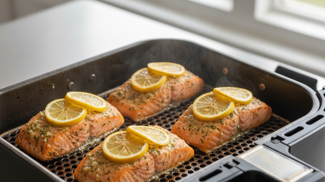 Air fry the salmon