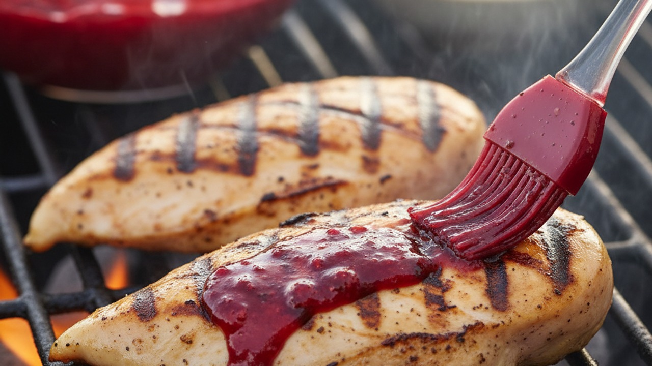 Grill and baste the chicken