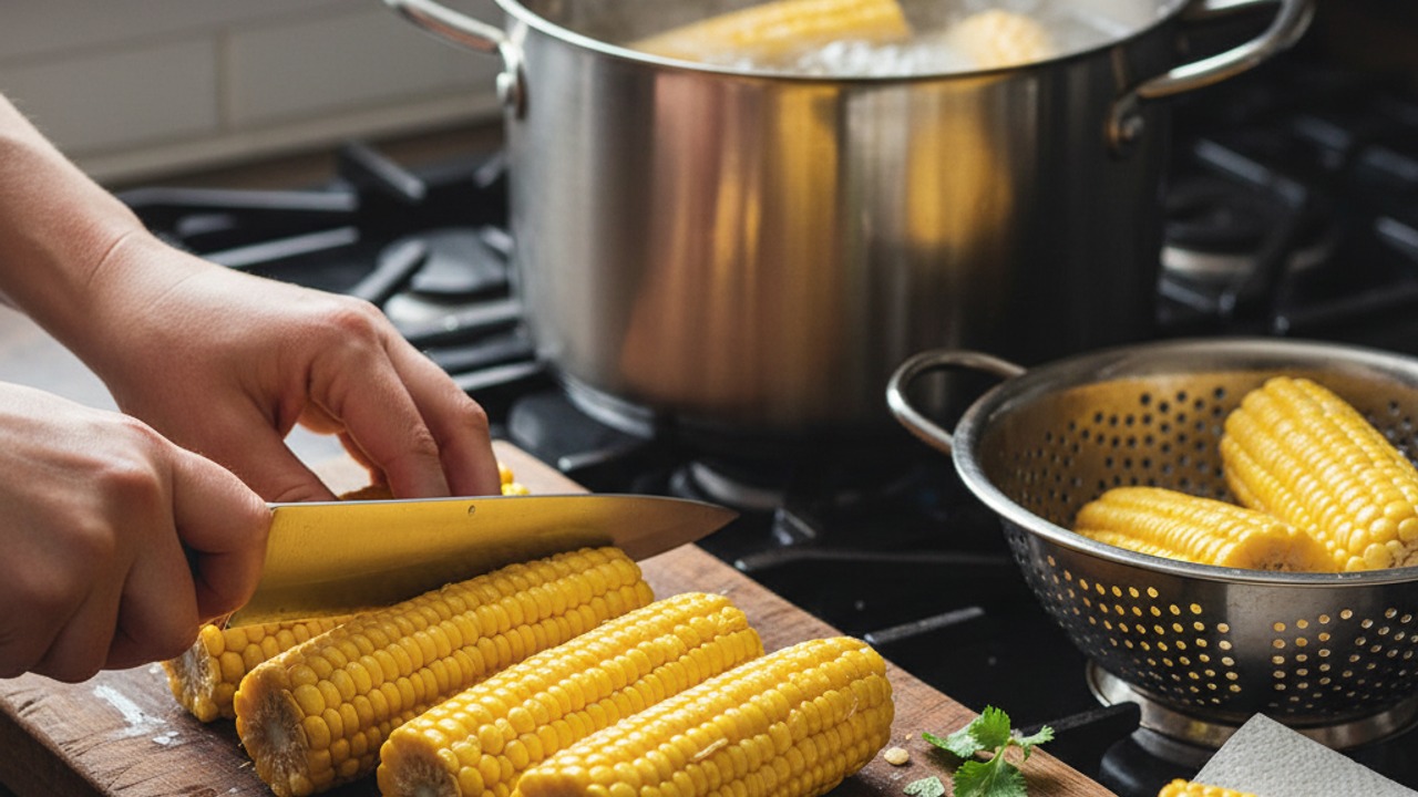 Prep and parboil the corn