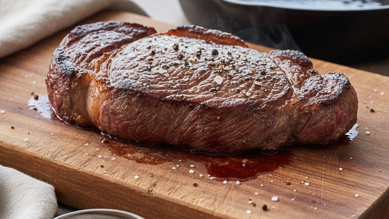Sear the steak and rest