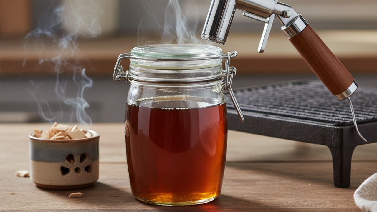 Cold-smoke the syrup