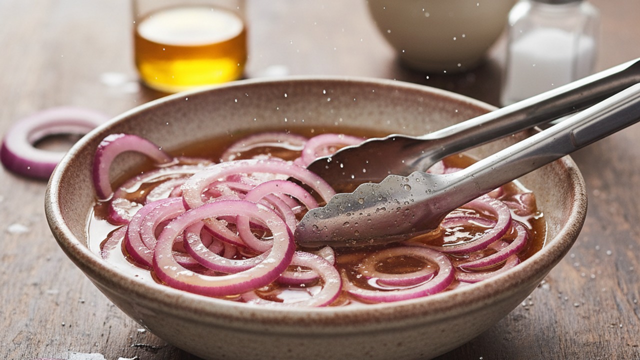 Quick-pickle the red onions