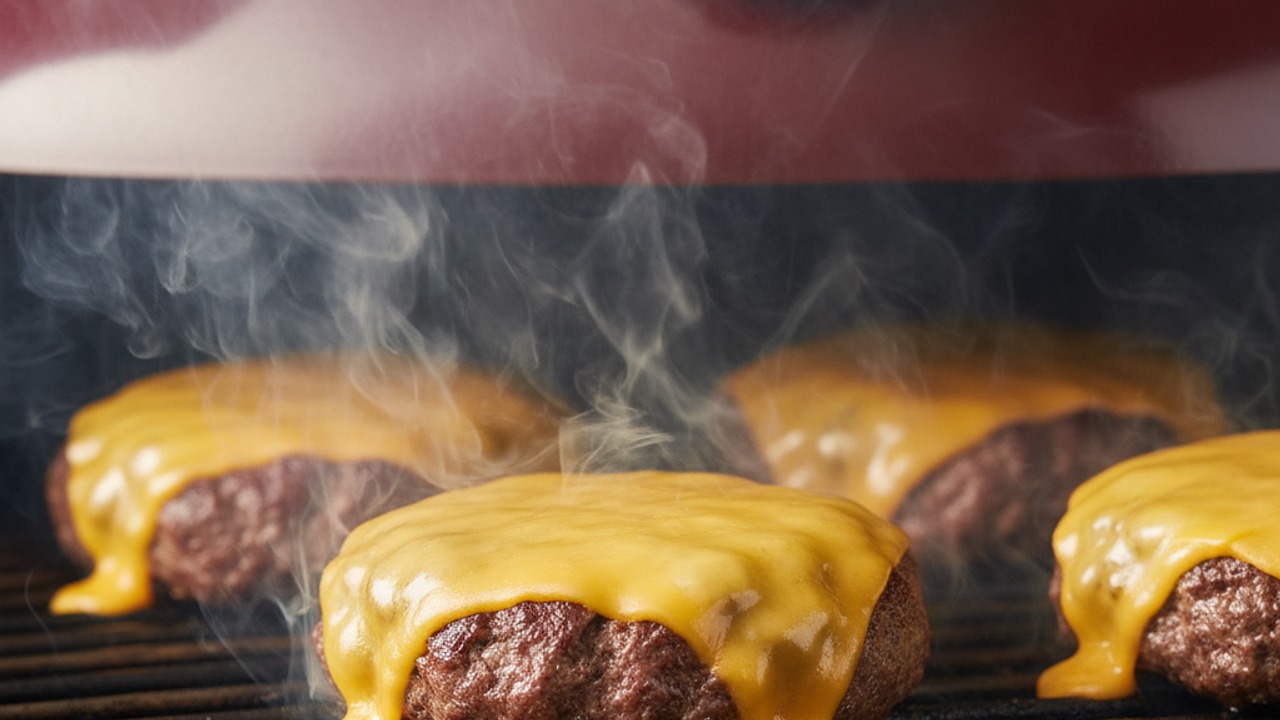 Smoke the patties and melt the cheese