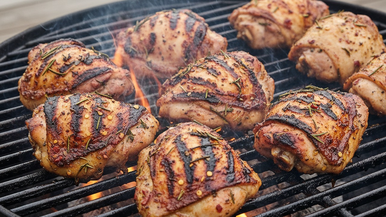Sear skin-side down for char
