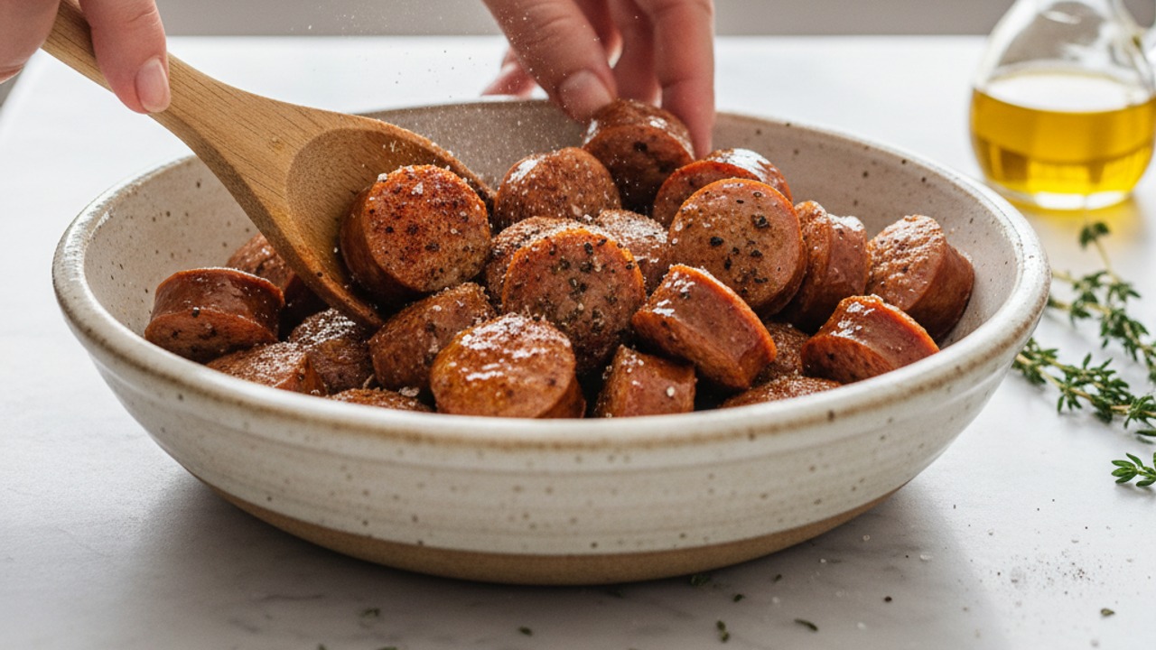 Season and oil the bites