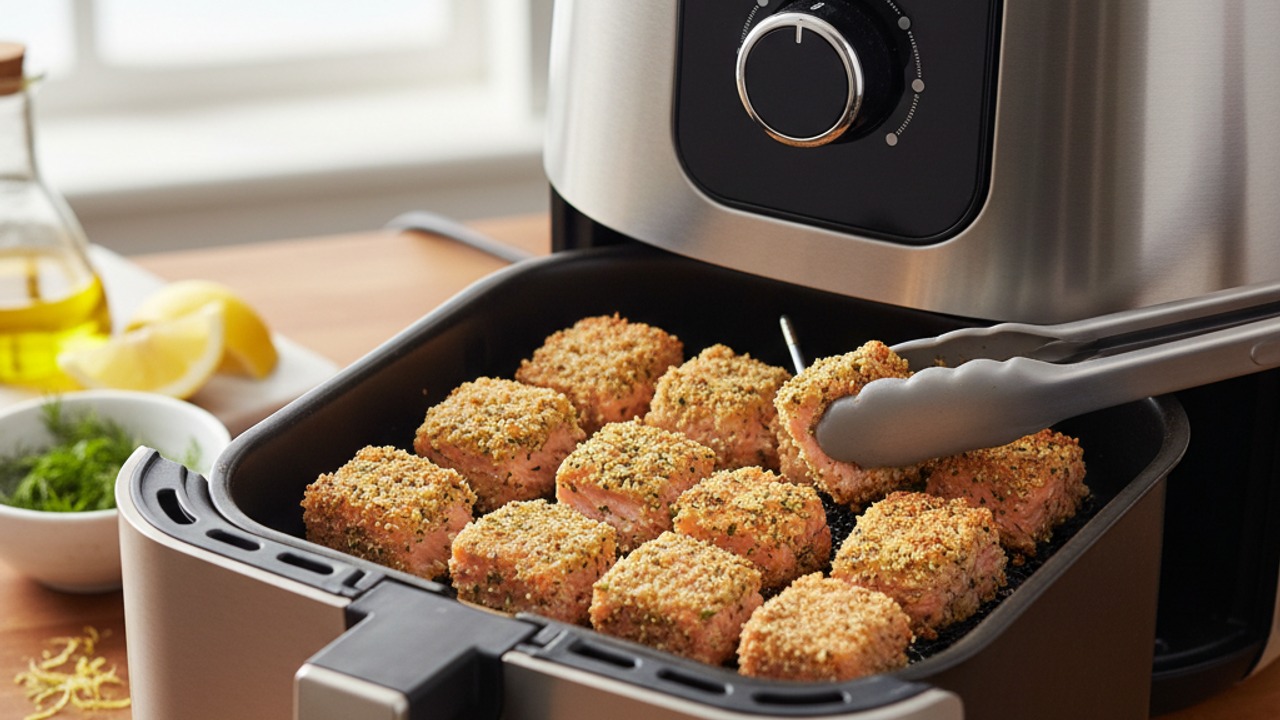 Air fry the bites in batches