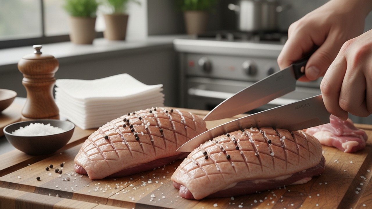 Prepare and season the duck