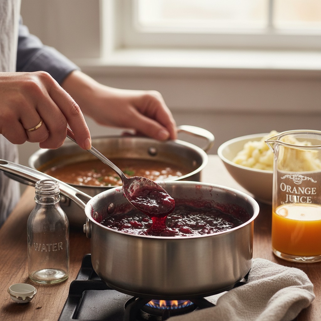 Warm the lingonberry jam