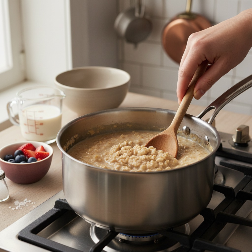 Cook the oats until creamy