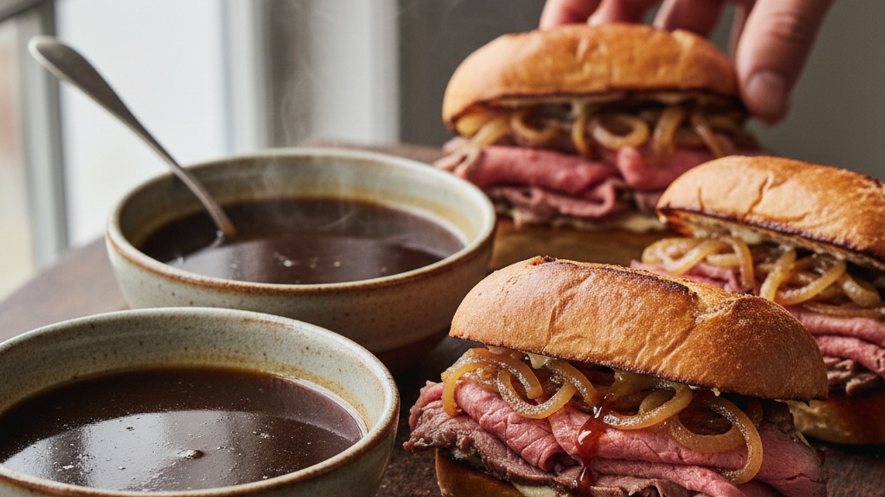 Serve with au jus for dipping