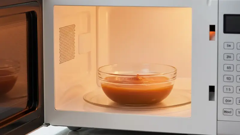 Warm the salted caramel