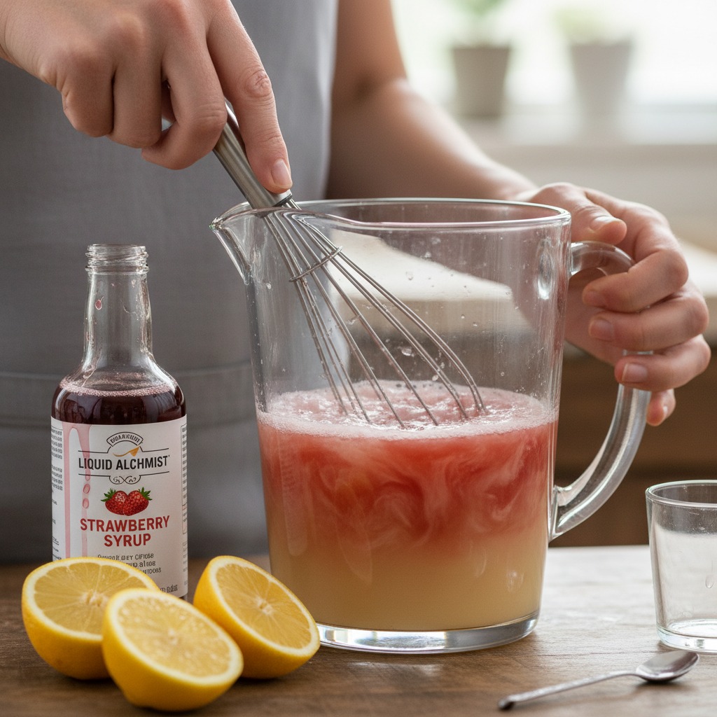 Combine lemon juice and syrup