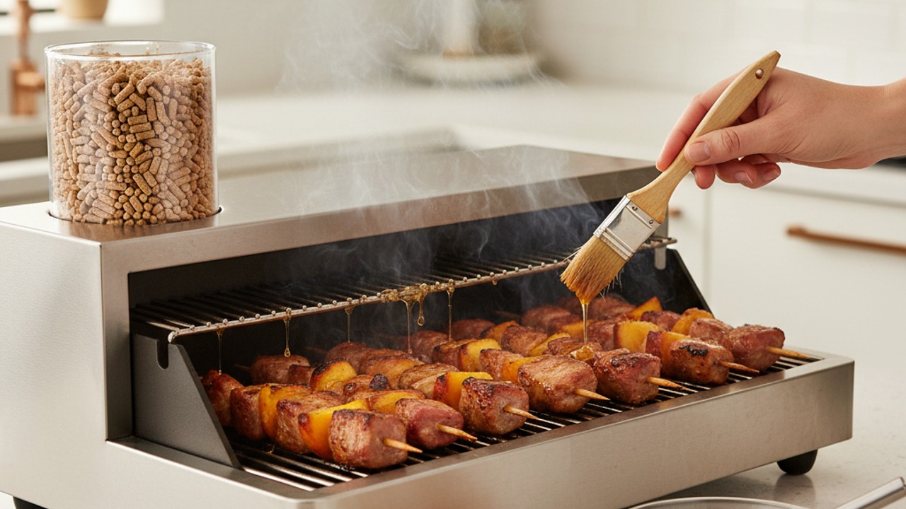 Raise heat for char, finish to temp, rest and serve