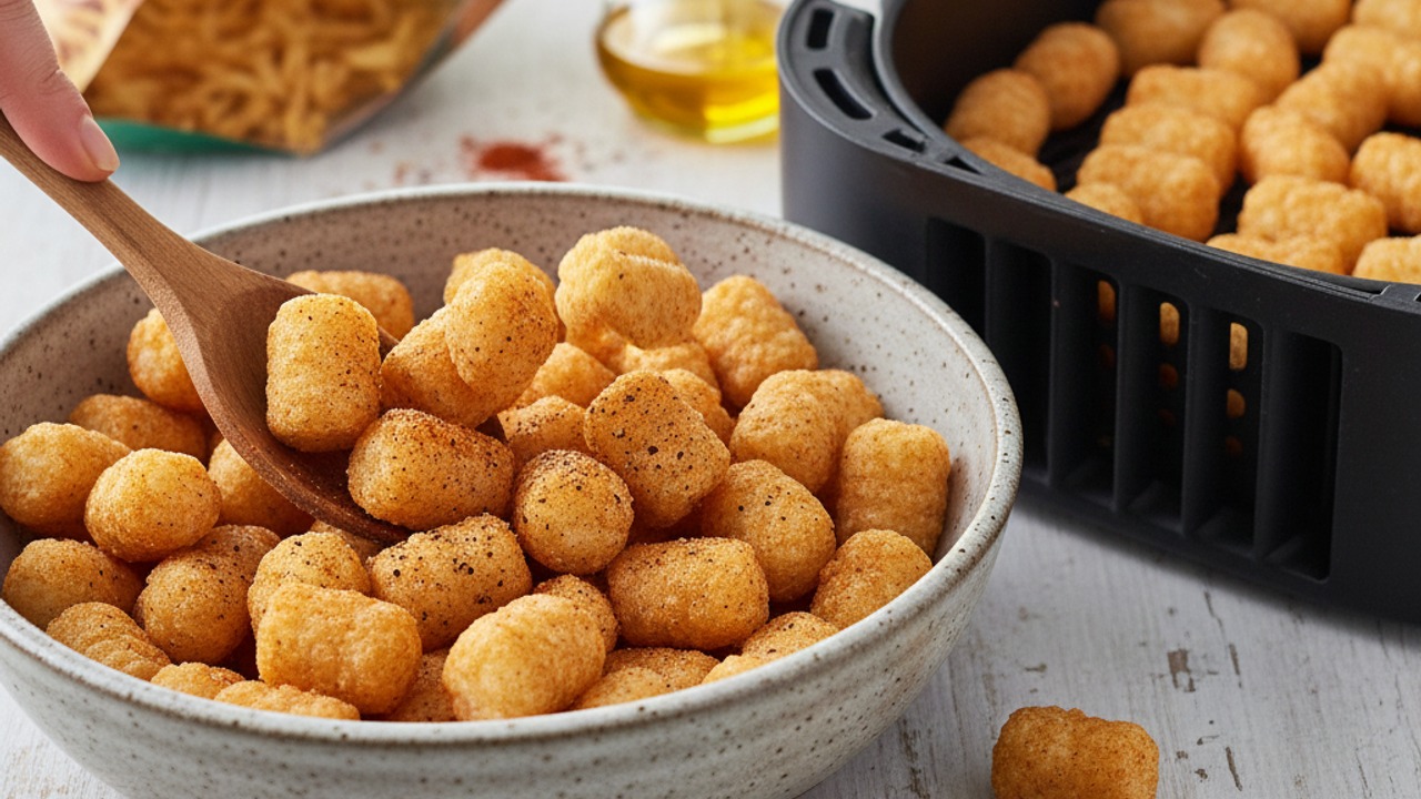 Toss and arrange the tater tots