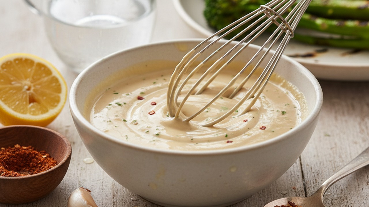 Make the tahini drizzle
