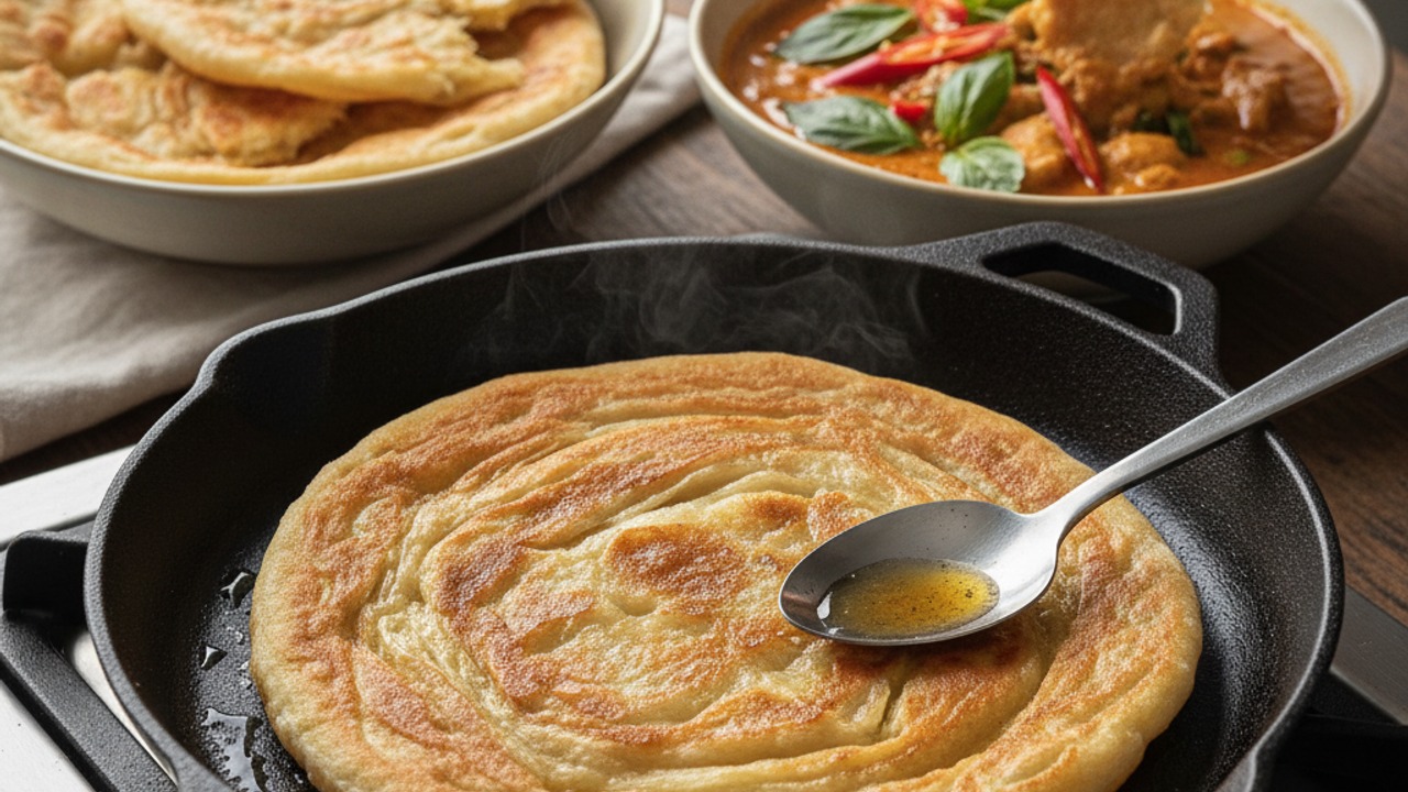 Pan-fry the rotis and serve