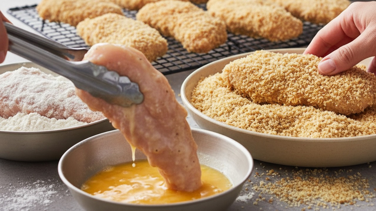 Dredge the chicken