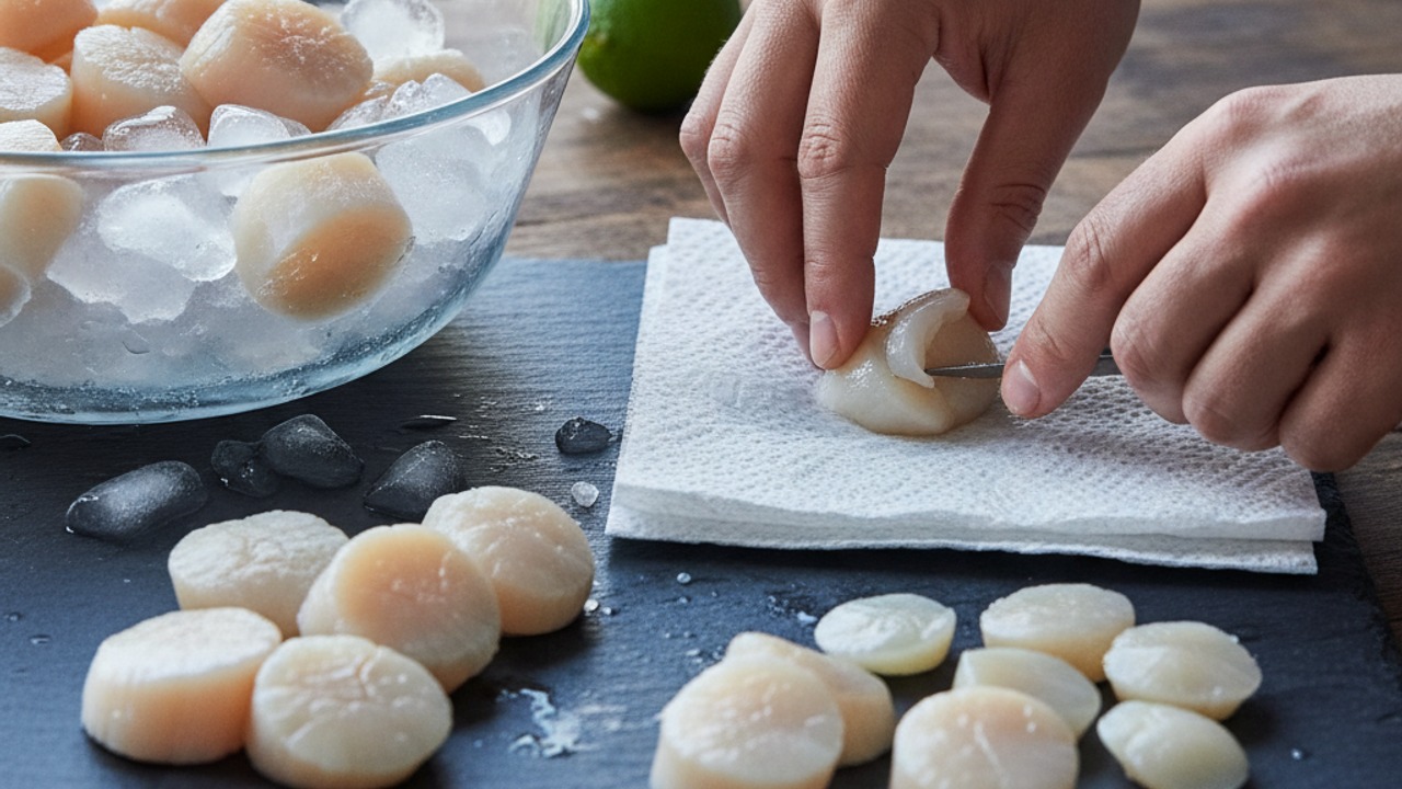 Prepare and inspect the scallops