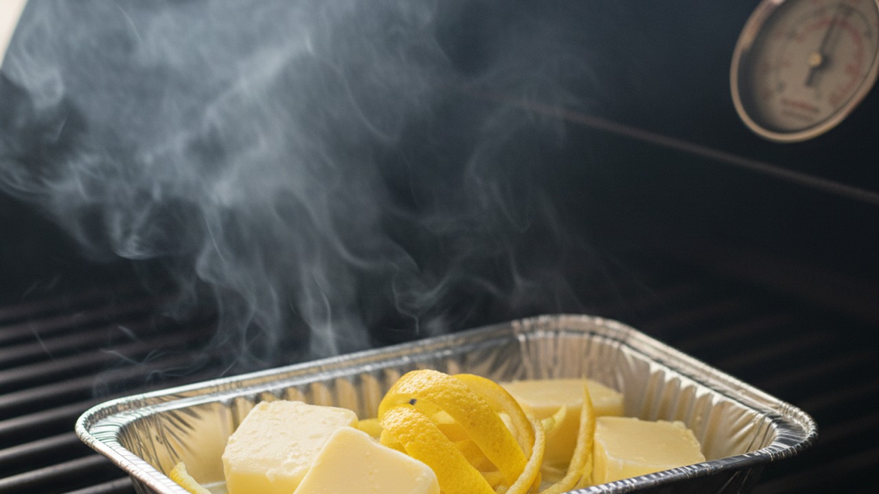 Smoke the butter and lemon zest