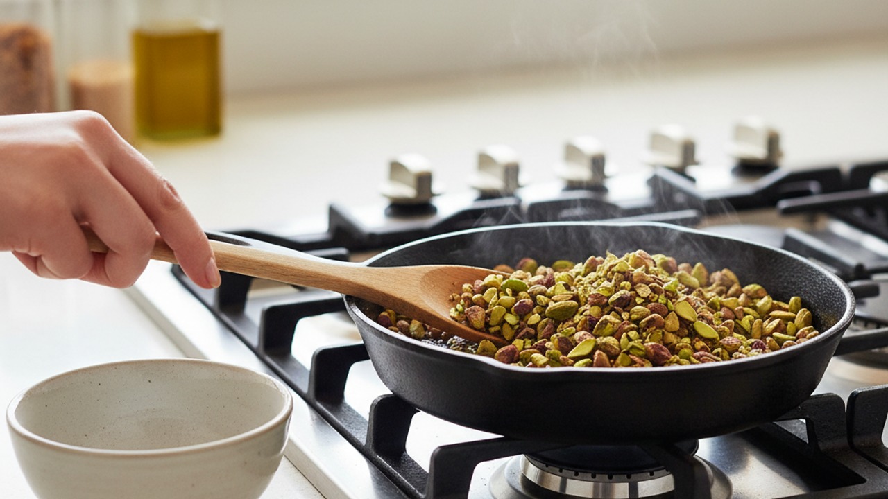 Toast the pistachios